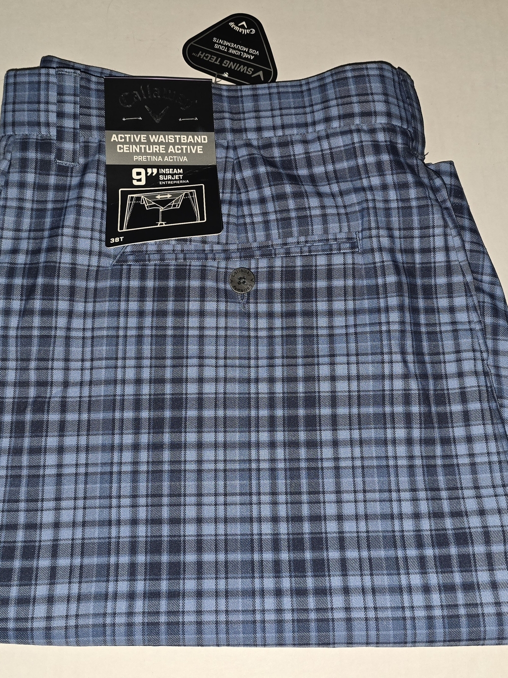 Callaway Men's Blue Plaid Golf Shorts - Active Waistband NWT Size 38T
